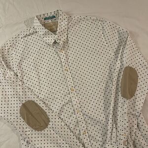 Scotch & Soda Tous Les Jous‎ Shirt Paisley Print Tan Elbow Pads Size Large Men's